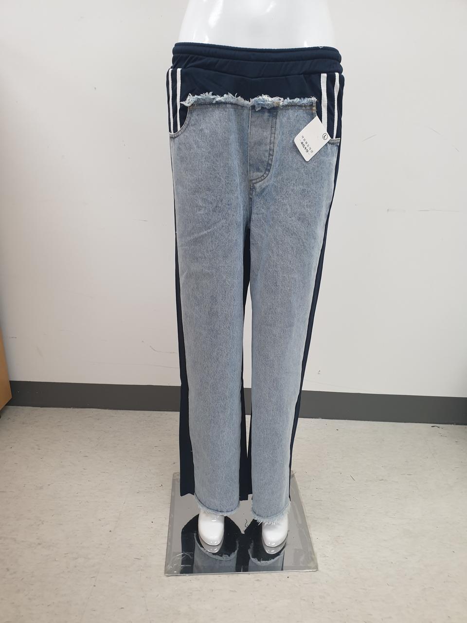 여름청바지 투톤배색 밴딩청바지 와이드통바지 패션데님팬츠 스마트한 코디 여