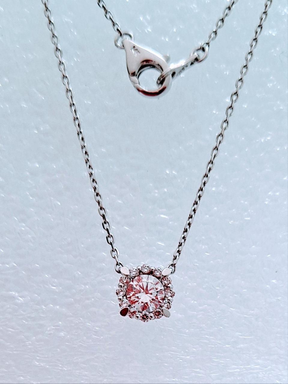 14k 3부 큐빅 일체형 목걸이*새상품