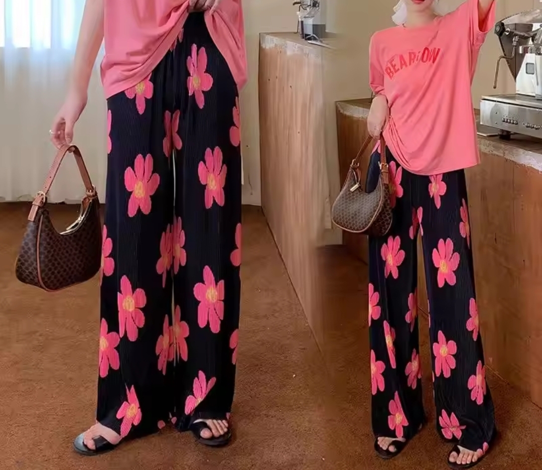 플라워 와이드팬츠