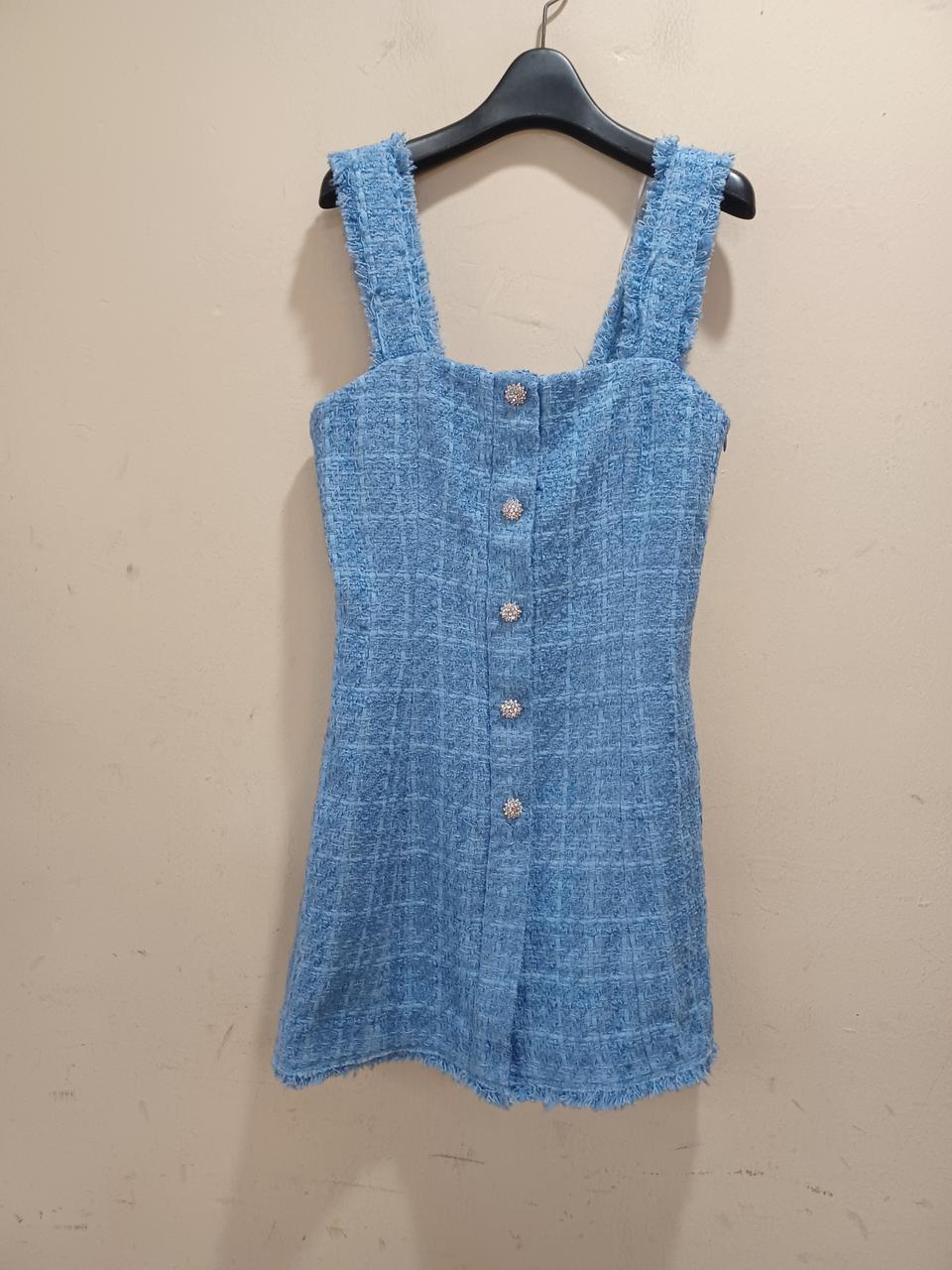 ZARA 자라 파란색 트위드 미니 원피스