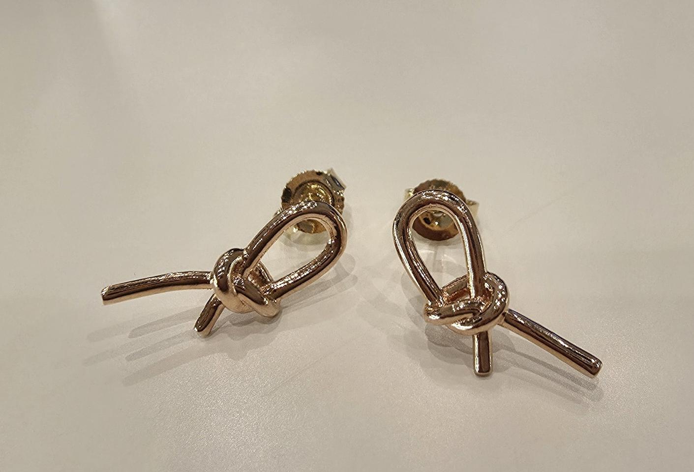 <새것>14k핑크골드_리본매듭귀걸이