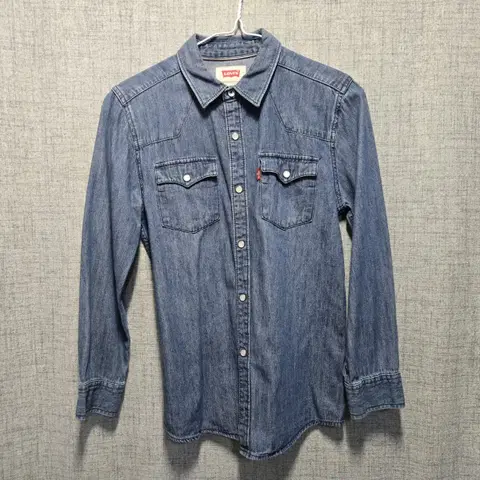 리바이스 여성 데님 포켓 카라 긴팔 셔츠 L