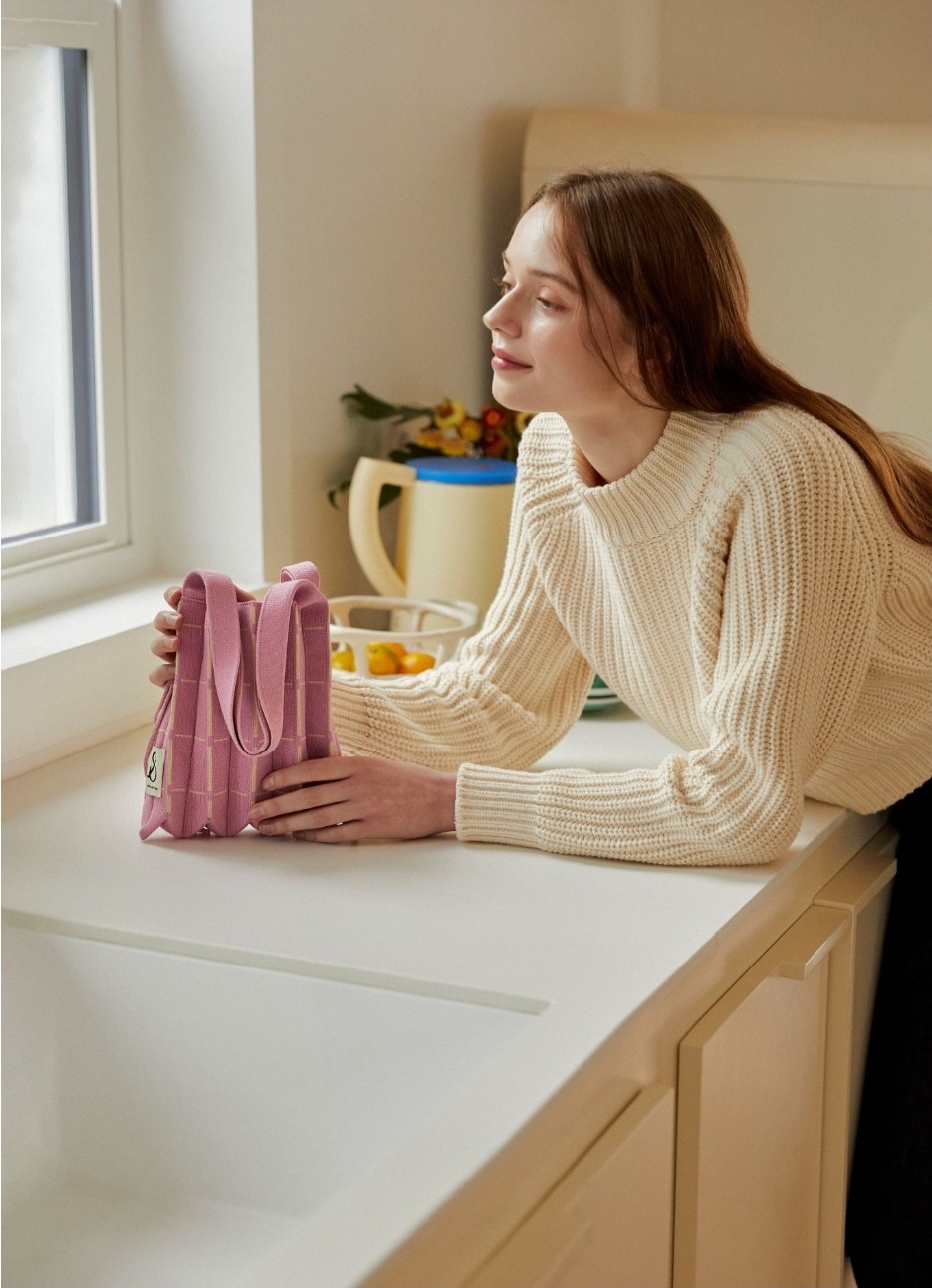 조셉앤스테이시 그리드 코튼 핑크