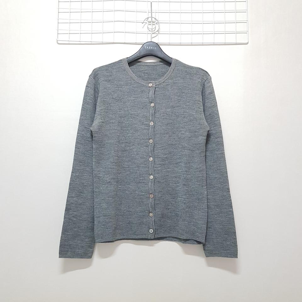 여성 라운드넥 니트 가디건 그레이 회색 55