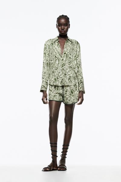 자라 프린트 새틴 쇼츠 반바지