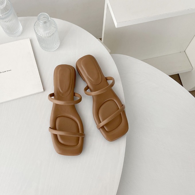 두줄스트랩 슬리퍼 통통스트랩 샌들 쿠션좋음 베이지