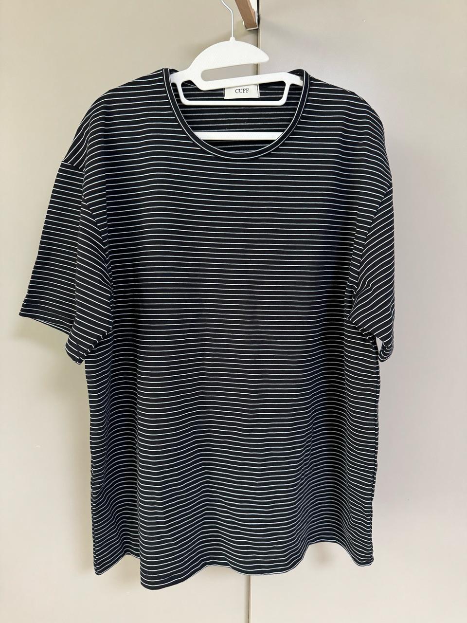 블랙 단가라 반팔티 탄탄한 줄무늬티셔츠 남녀공용