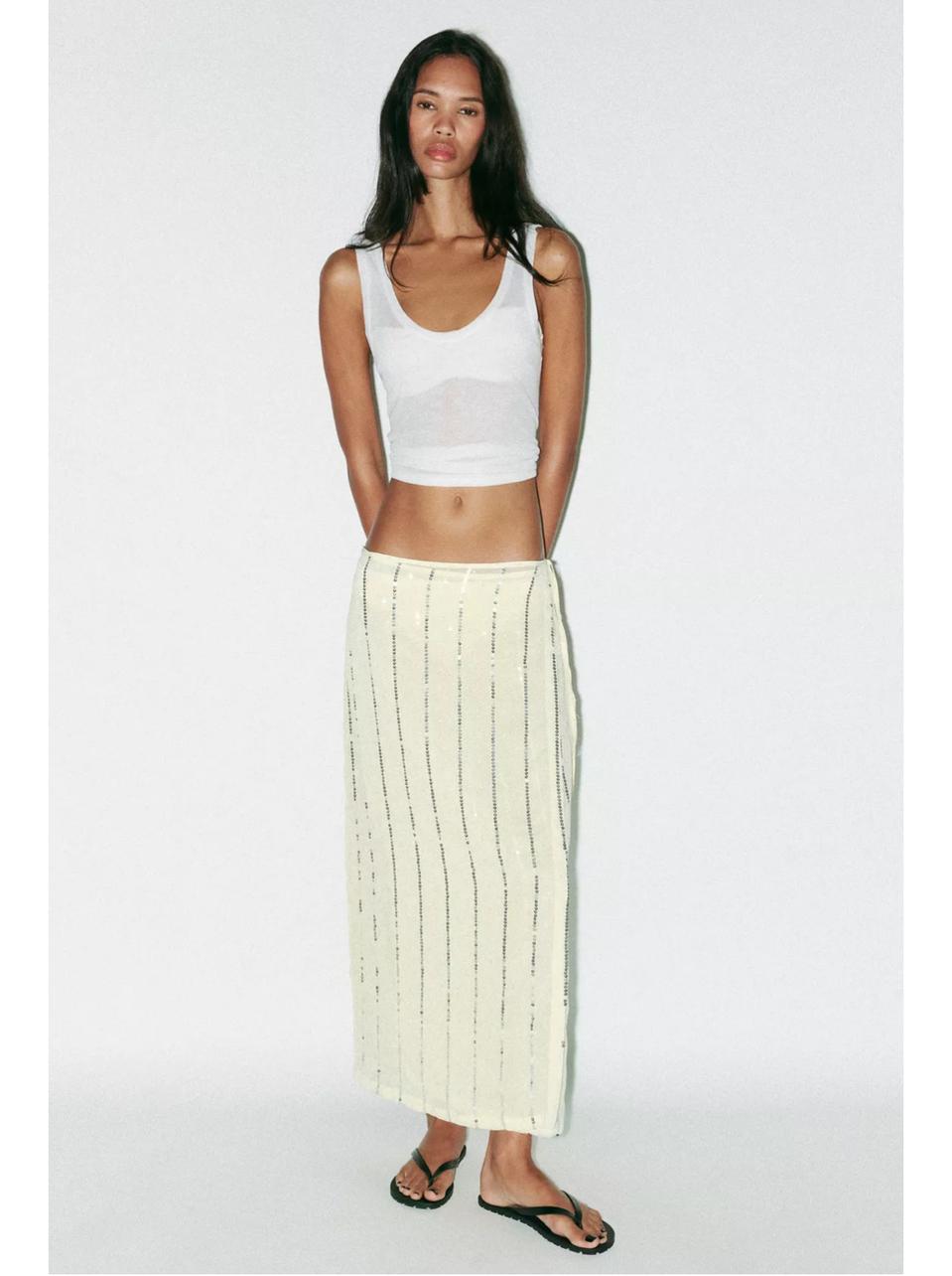 자라 시퀸 랩스커트 파레오스커트 치마