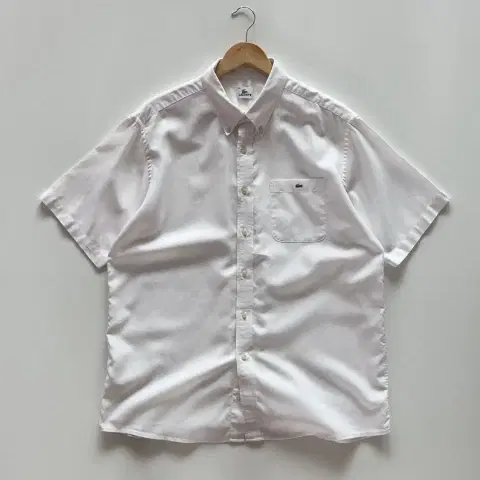 LACOSTE 화이트 버튼다운 반팔 셔츠 110