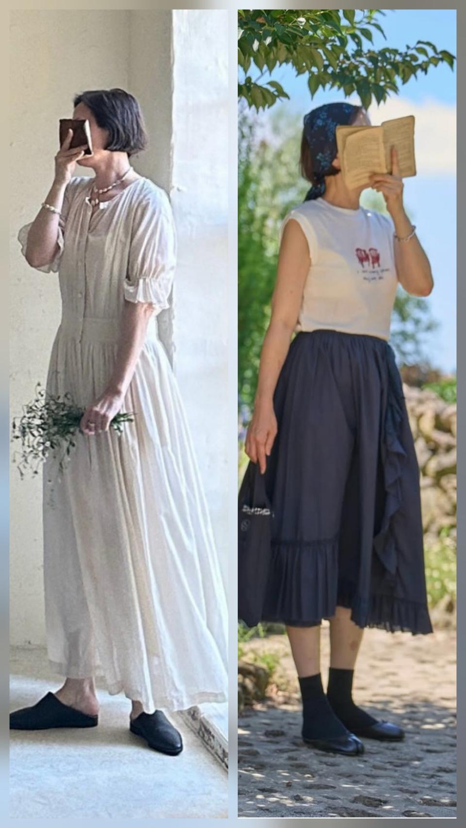 베이지 원핏+프릴스컷