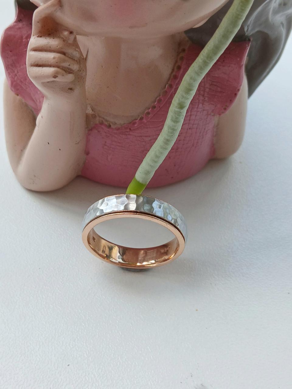 14k 망치 자국 포인트 패션 반지