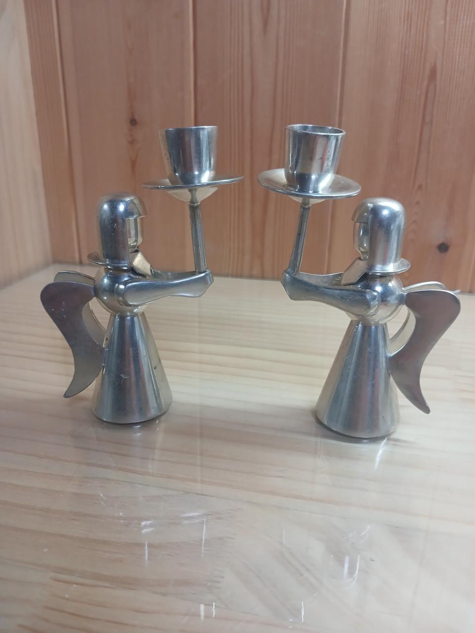 빈티지 천사 모양 촛대 2개