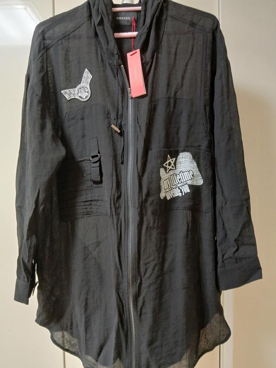 블랙 후드 롱 점퍼