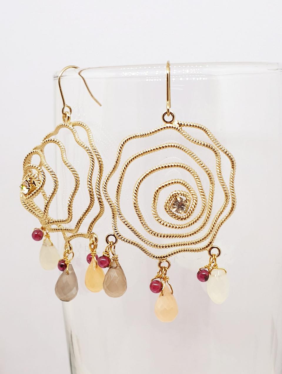 큐빅 로즈플라워 귀걸이