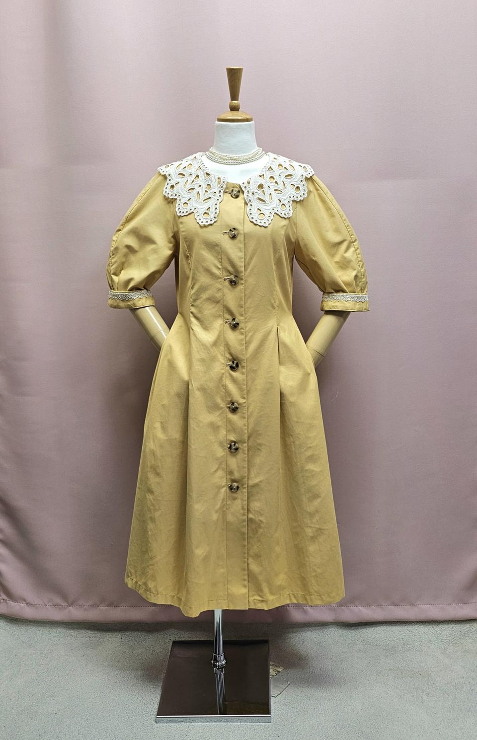 까사렐 레이스 카라 퍼프 롱원피스