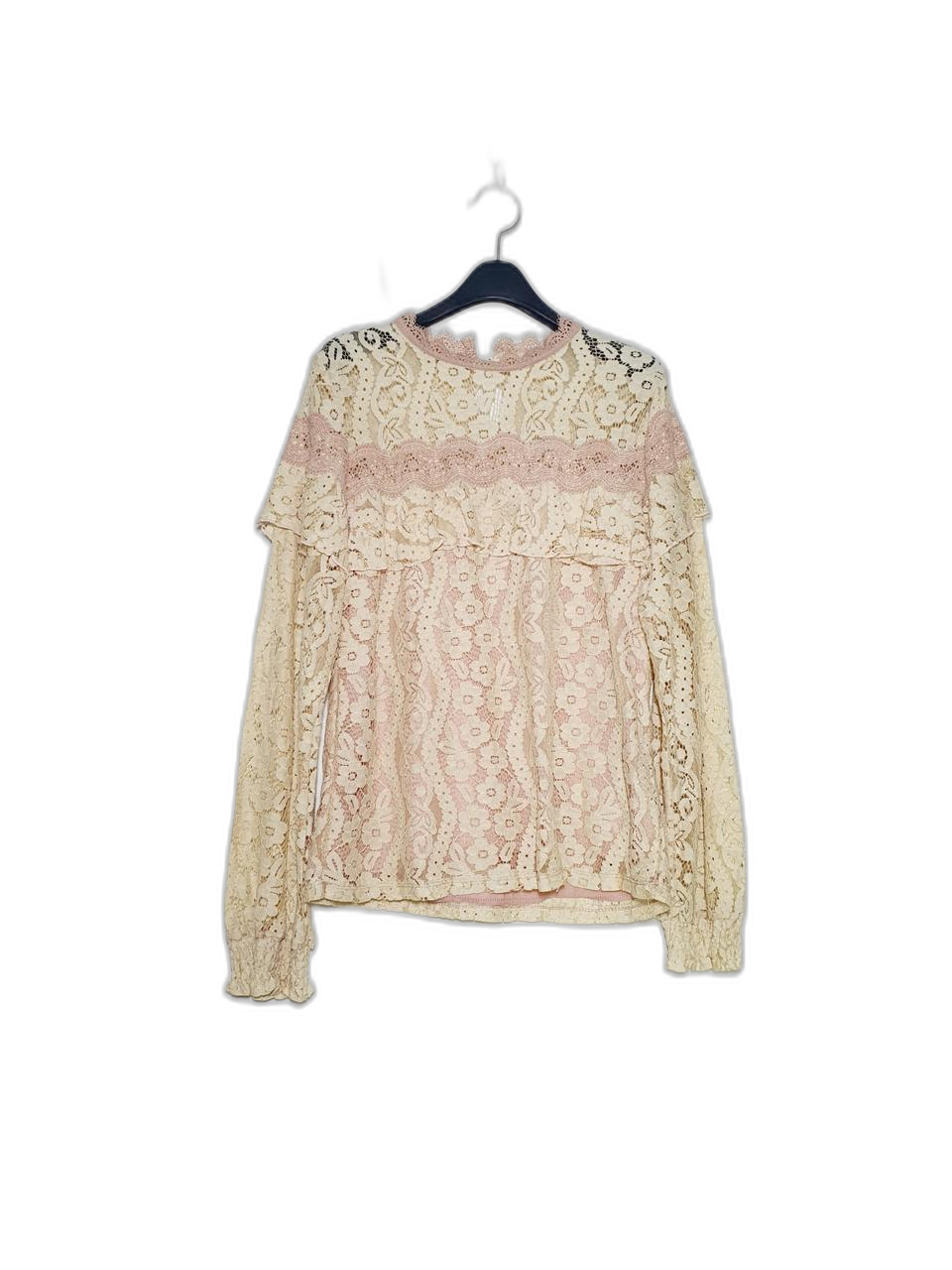 (새상품)SATIN 새틴 여성 시스루 레이스 블라우스