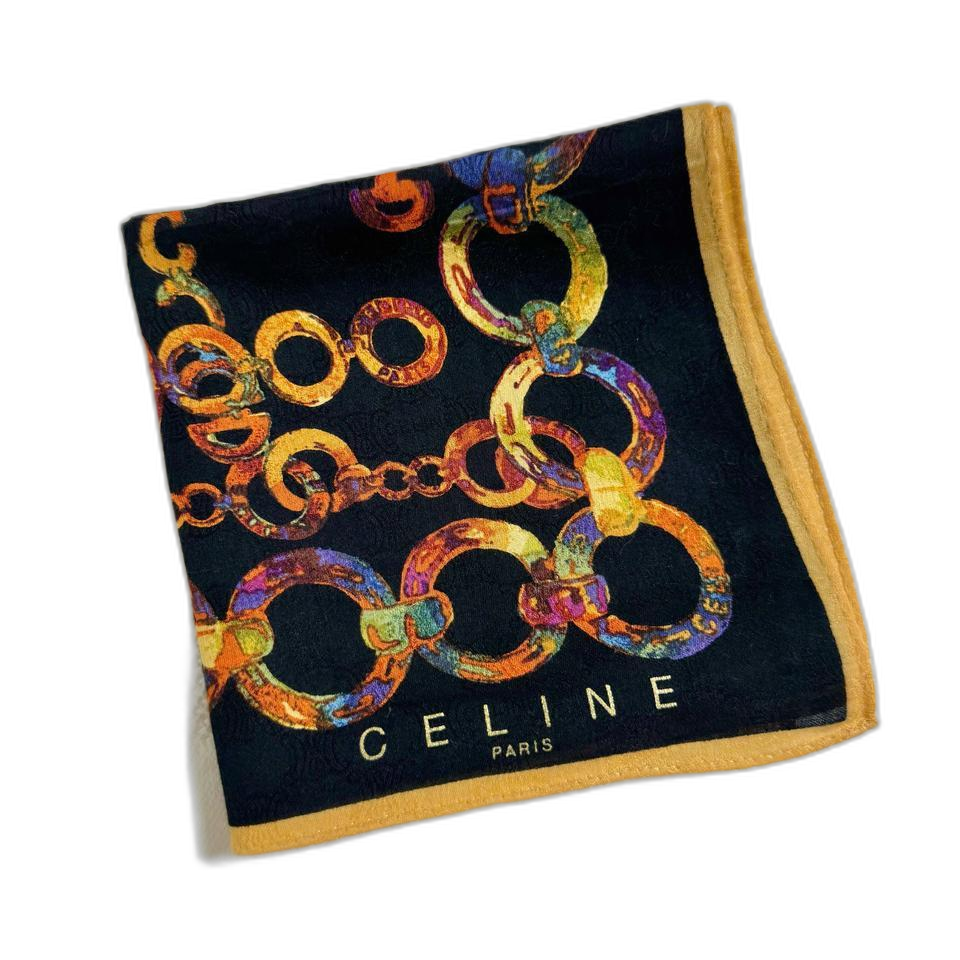 셀린느 블랙 체인 손수건 스카프