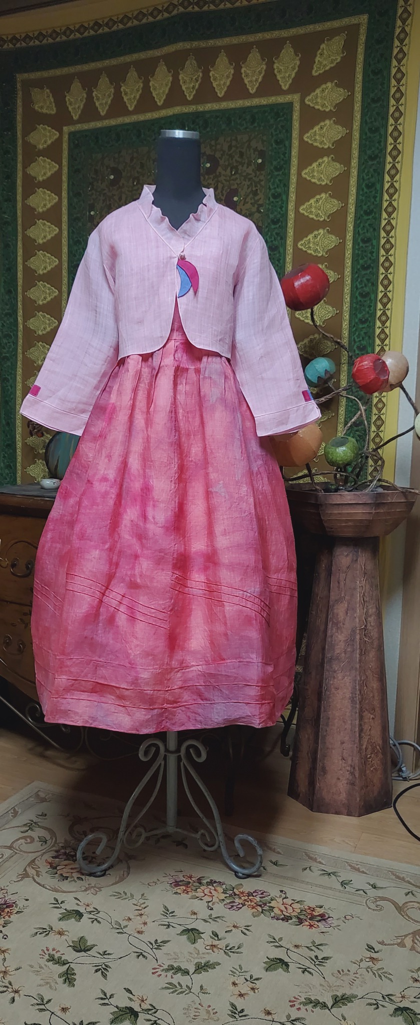 (천연염색)모시셋트-66 쟈켓반품49 원피스반품46  총장110