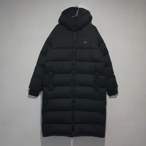 실측 L (100) 라코스테 라이브 신형 덕다운 롱패딩 점퍼 자켓 블랙