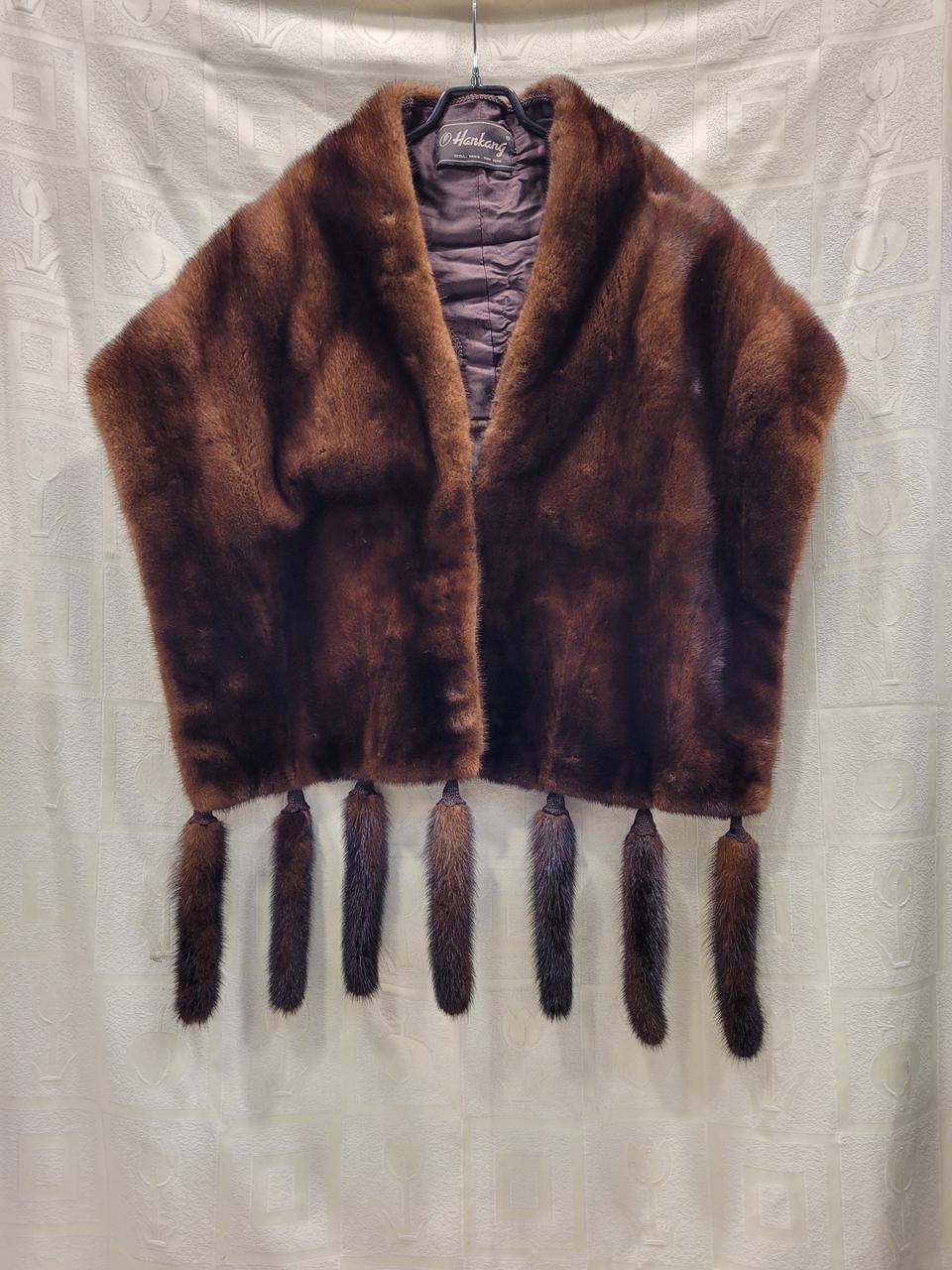 Hankang 밍크 숄 망토 브라운