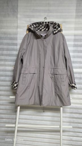 클레오 후드 롱 코트 체크