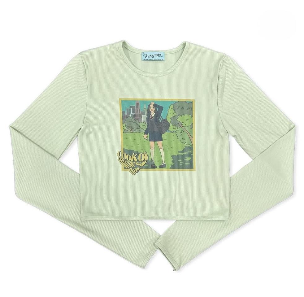 페일제이드 프린팅 긴팔티 연두