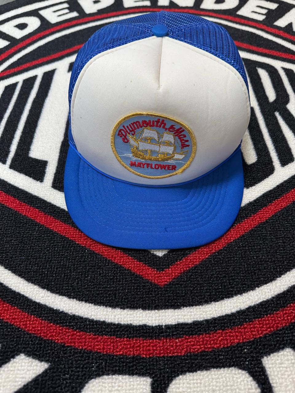 매스 메이 플로워 쉽 트러커 햇 스냅 백 블루 화이트 파랑 흰색 빈티지