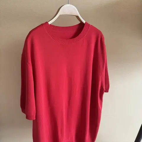 색감대박 빨간색 여름 니트 반팔티 100-105