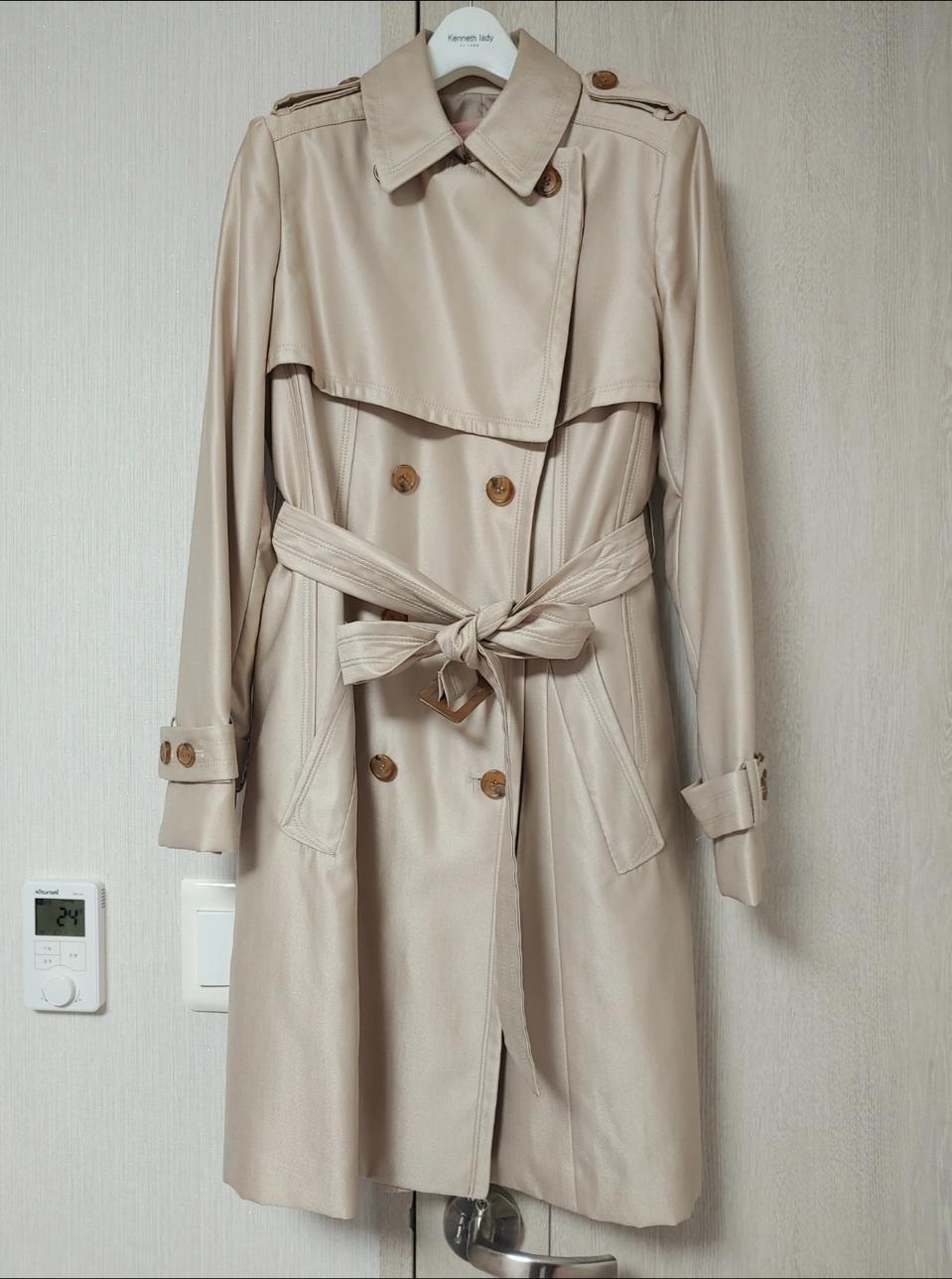 실착2회.데코 실크 울 트렌치코트 M 드라이 완료