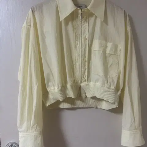 한섬 SYSTEM 시스템 크롭 셔츠 집업 아이보리