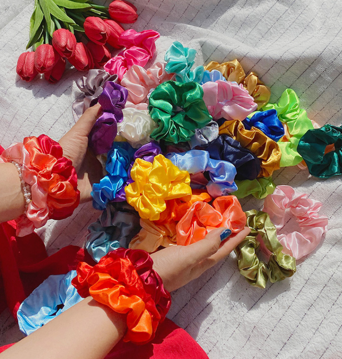 새상품 실크 곱창 머리끈 40개 세트