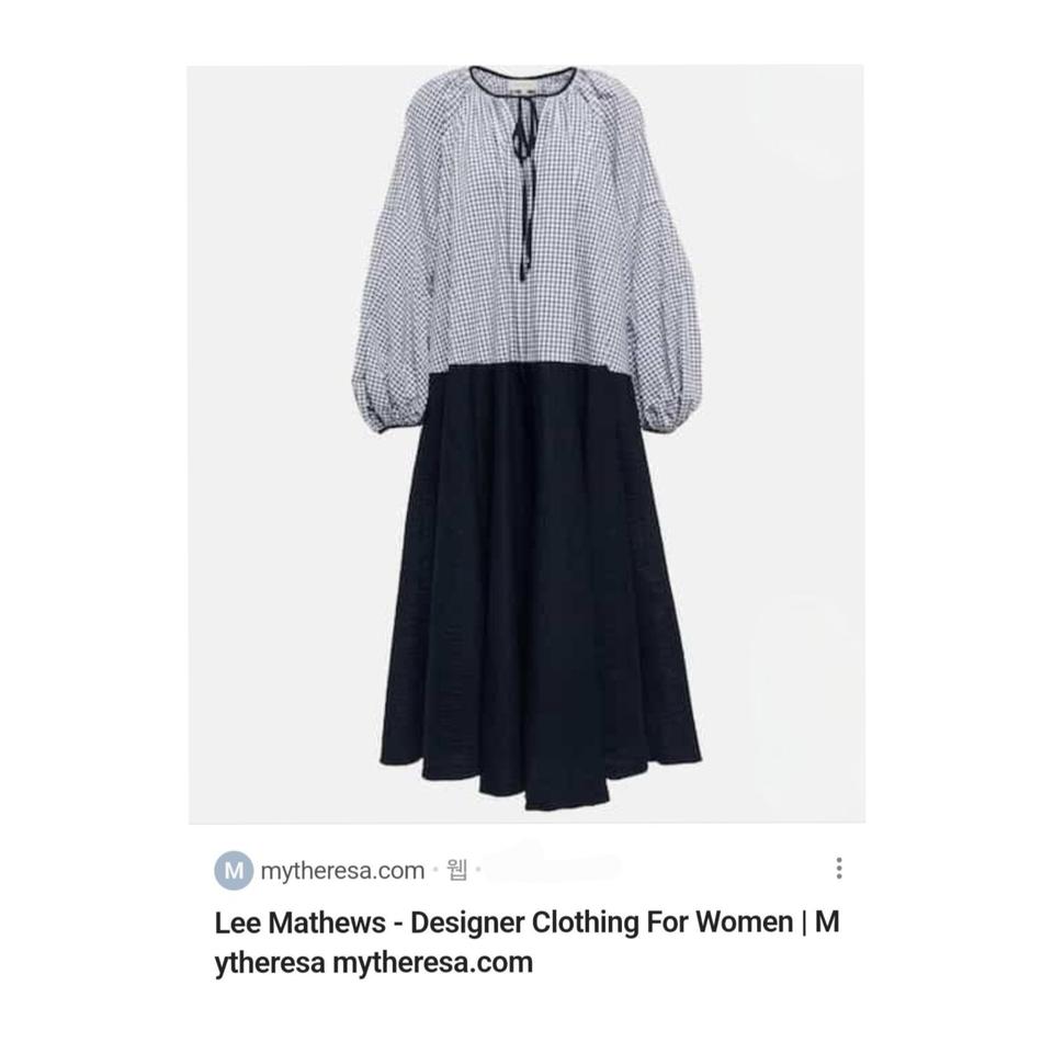 리매튜스 배색 리본묶음 롱원피스 드레스 55