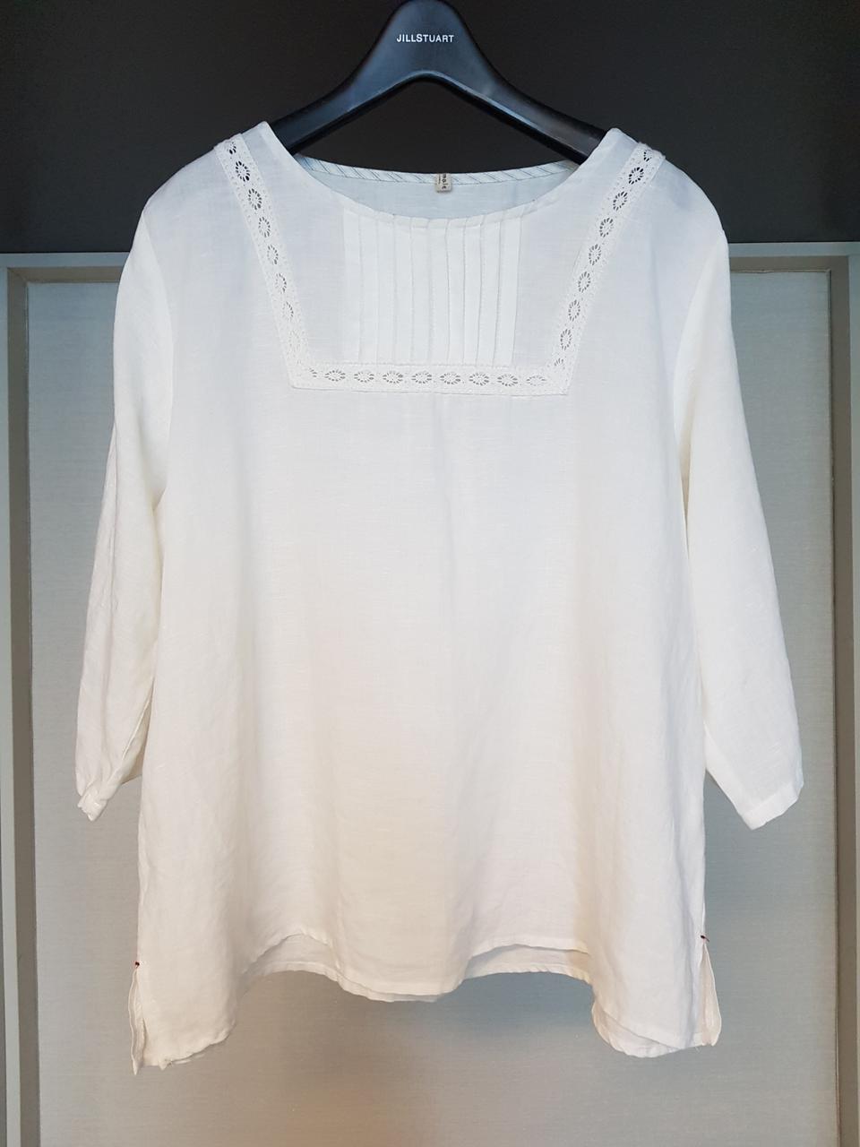 샤밀 크로쉐배색 린넨 상의,shamale(택포)