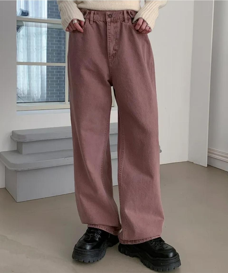 블랙업 핑튼 버튼 와이드 코튼 팬츠 S 인디 핑크 분홍