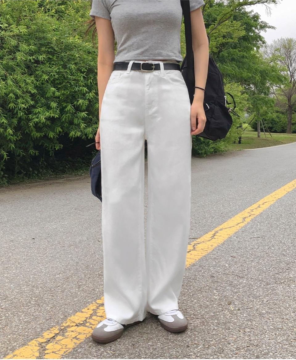 모어라운드 와이드 코튼 팬츠 화이트 S 기본 새상품 면바지