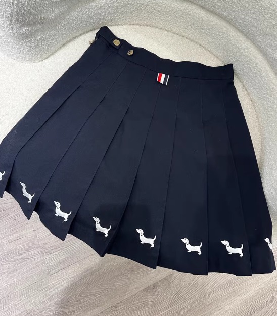 톰브라운 삼선 루프백 플리츠 스커트 네이비