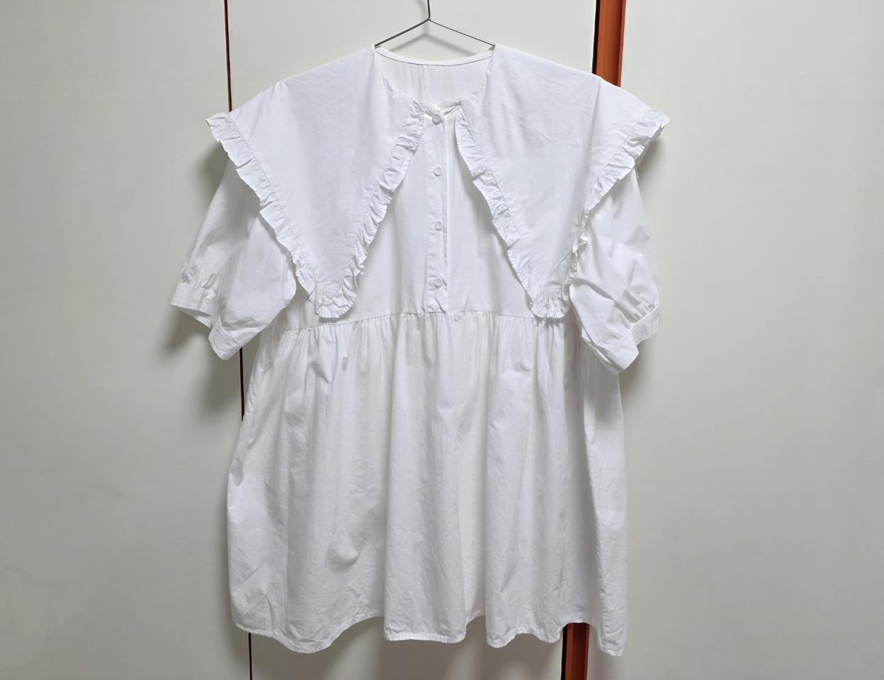 화이트 빅카라 레이스 이쁜 루즈핏 블라우스 BIG