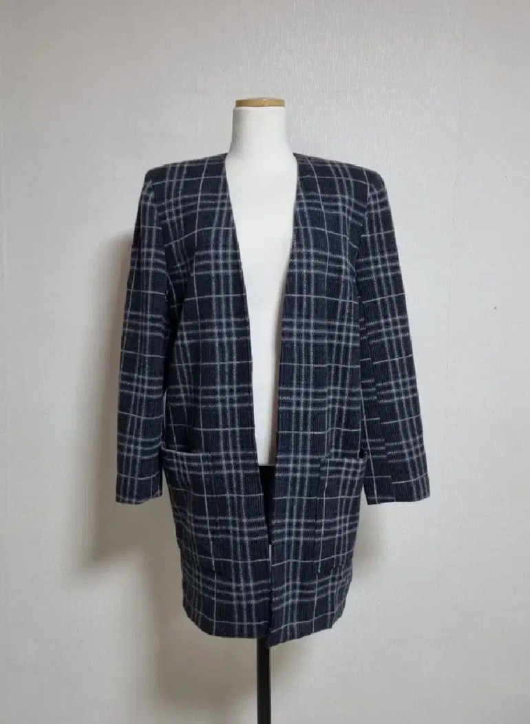 J12 체크 가디건형 자켓