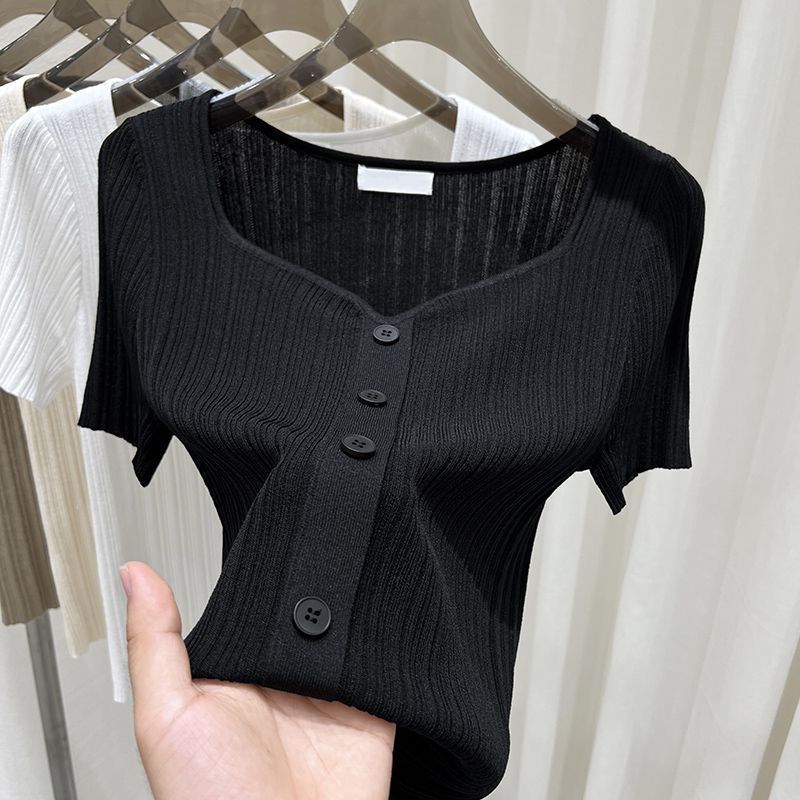 블랙 니트 반팔 새상품