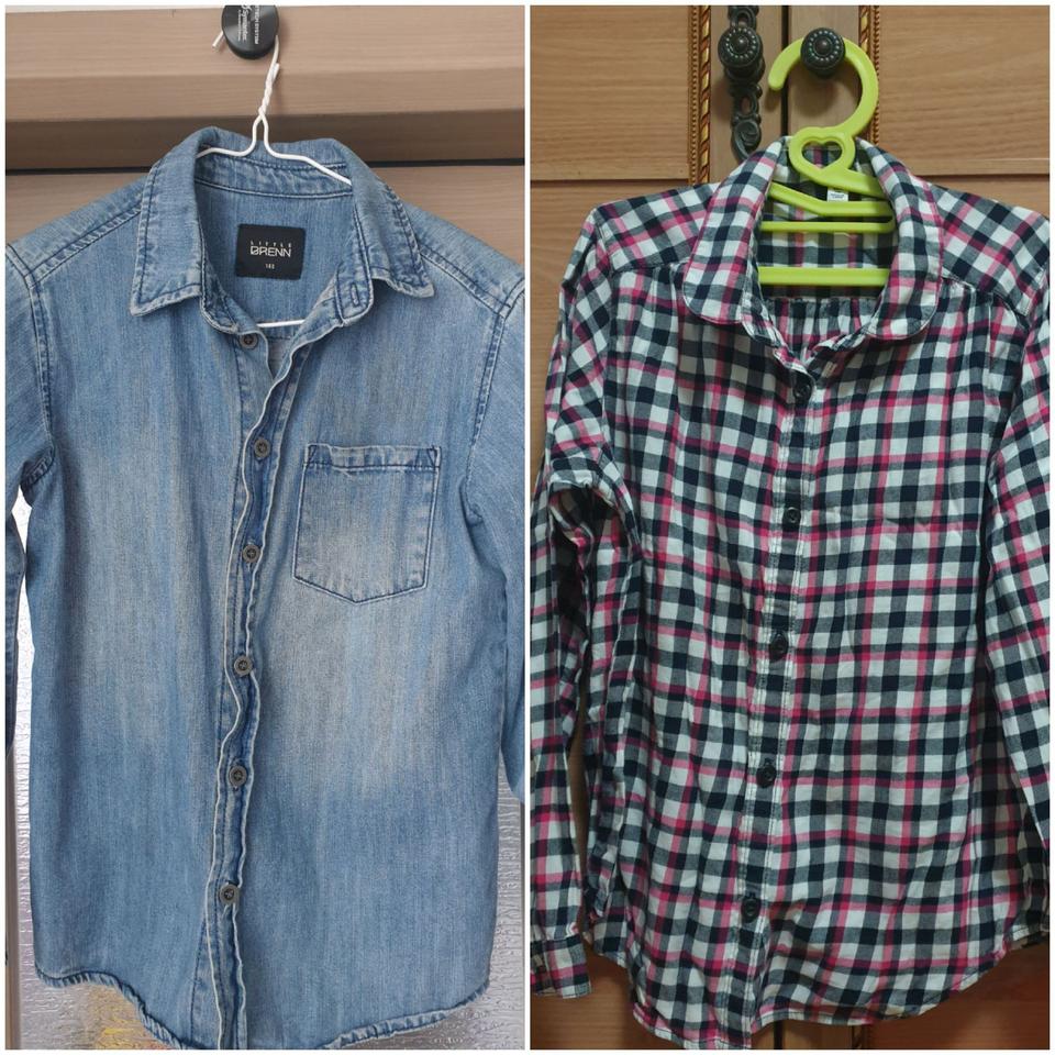 140 데님 셔츠 + 체크 남방 (2개일괄)