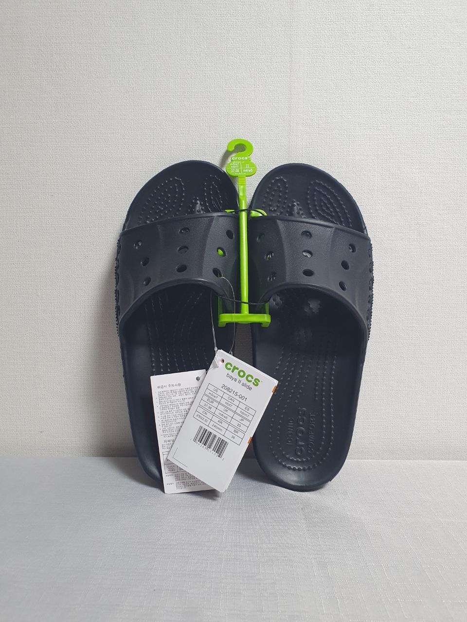 [ 새상품 / 택포가 ] 240mm 크록스 슬라이드 바야2 블랙 슬리퍼