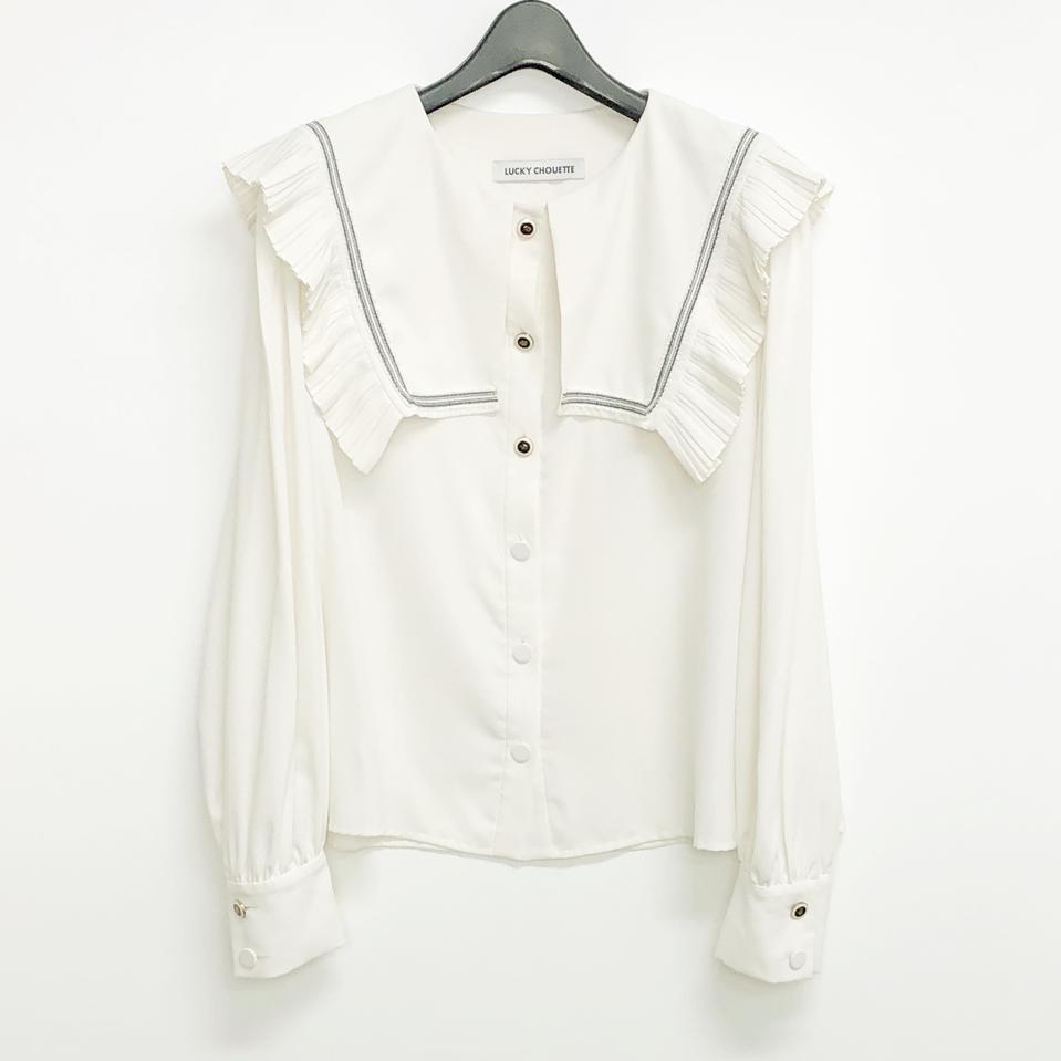 럭키슈에뜨 세일러 카라 블라우스/36/칠팔구제 B0918