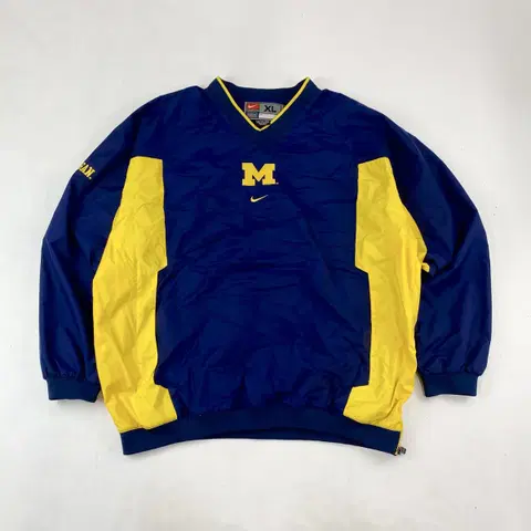 00s 나이키 스우시 미시건 배색 컬리지 풀오버 웜업 (108)