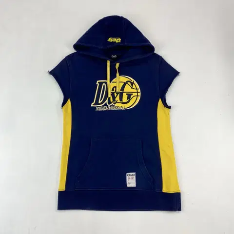 돌체앤가바나 빅로고 배색 코튼 후디 슬리브리스 (100)