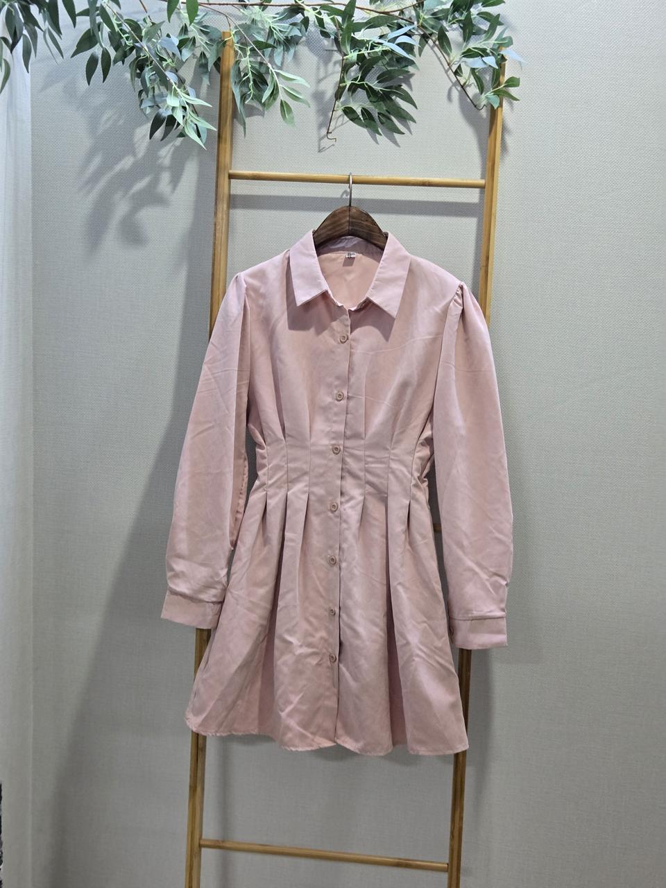 핑크 셔츠원피스
