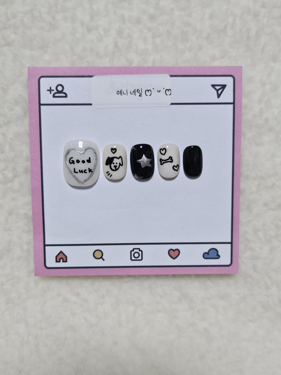 [수제네일팁] 댕댕이 낙서 네일팁