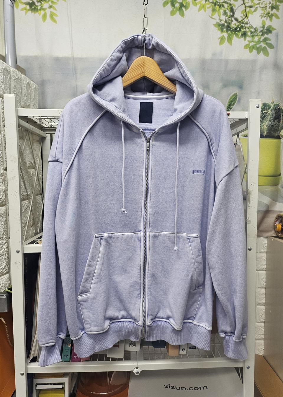 준지 남성 후드집업 가먼트 다이드 라벤더 S 오버핏 ML66