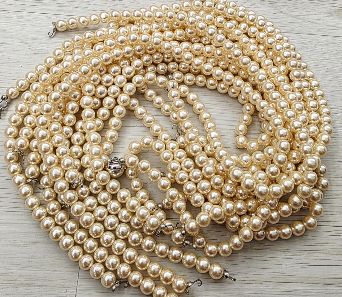 구멍진주 크림 8mm 13줄 일괄