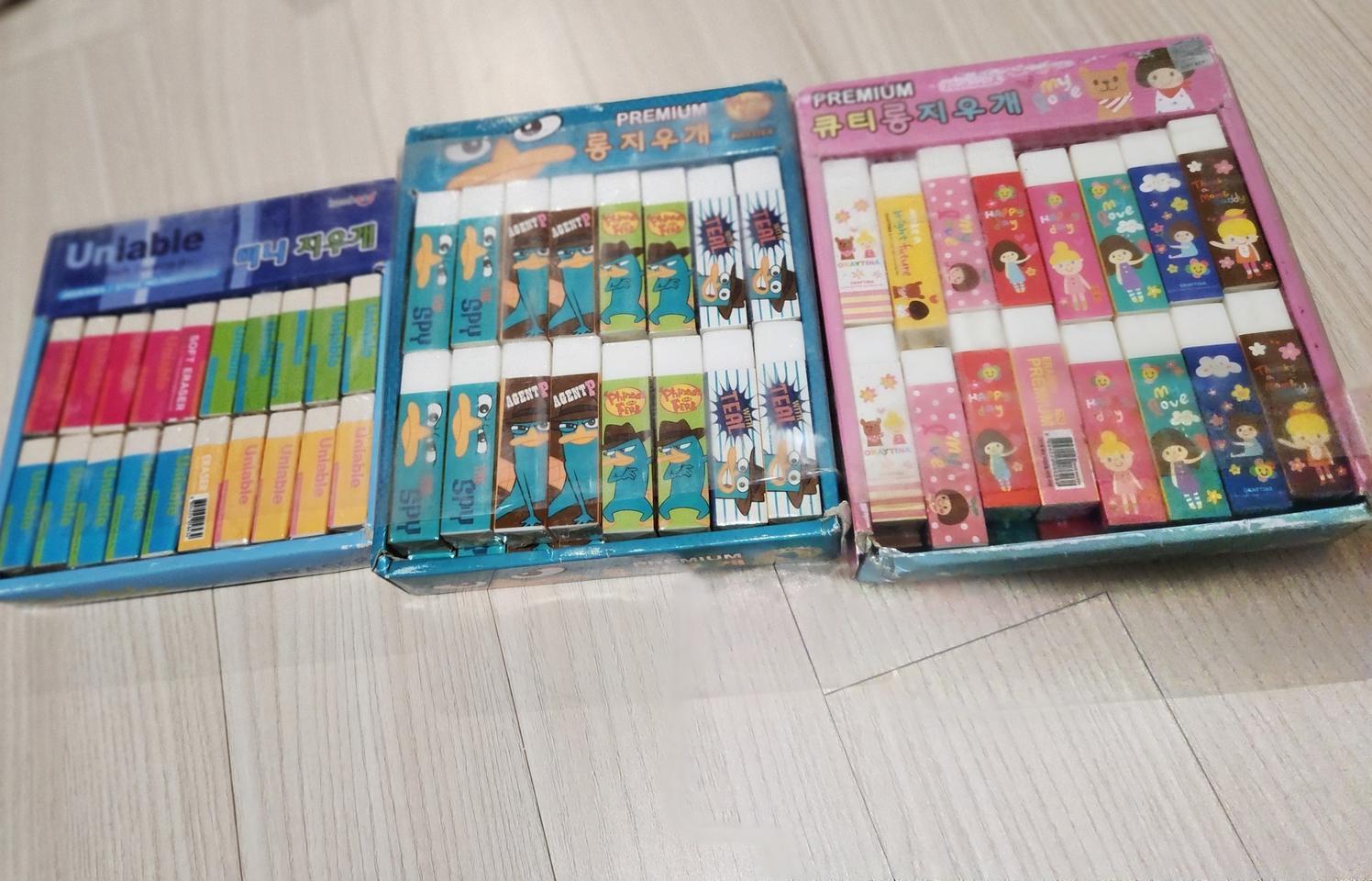 고전문구 문구특가 땡처리 캐릭터 롱 지우개 세트 한박스