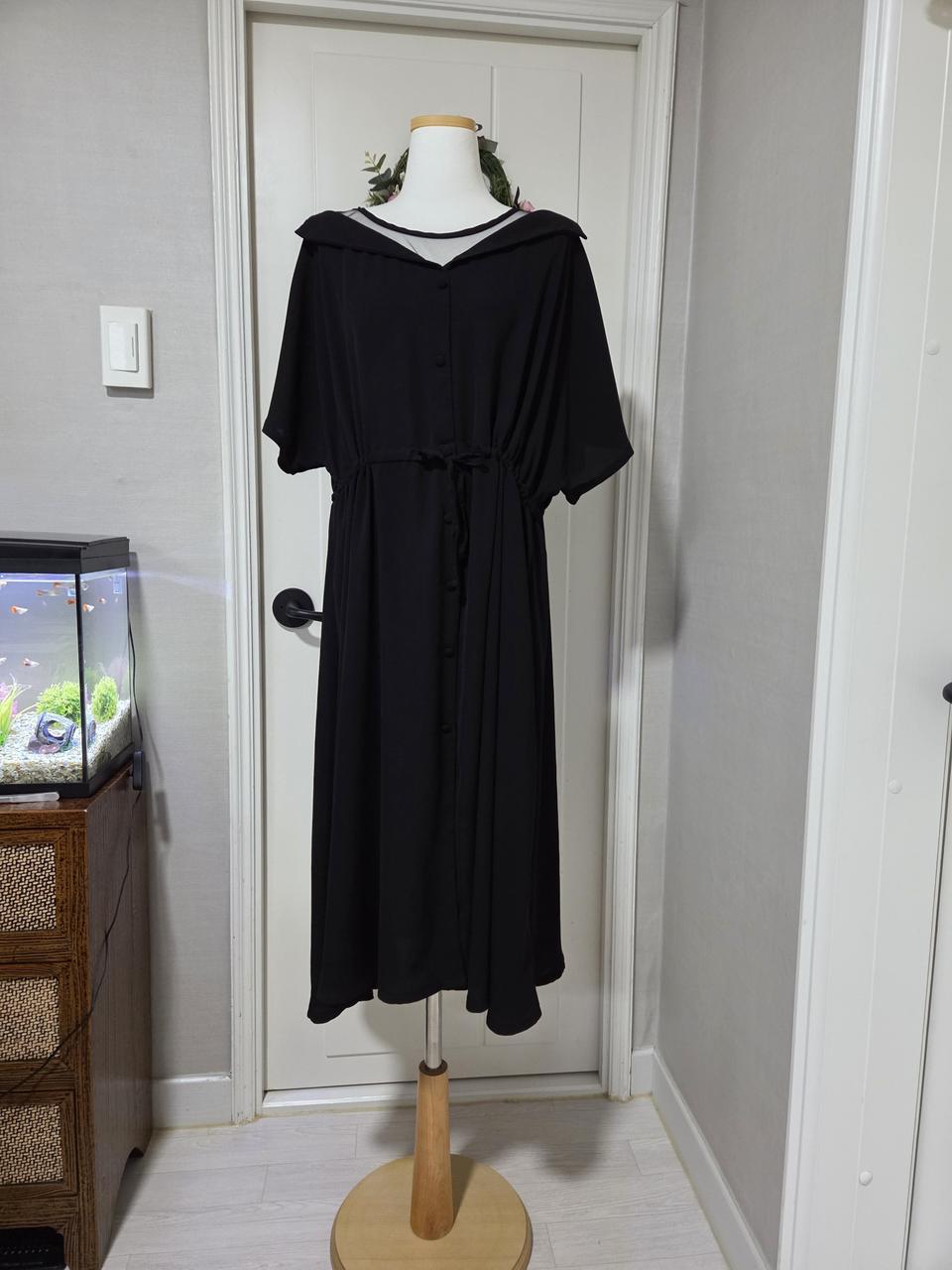 블랙 쉬폰 롱원피스(77~99)